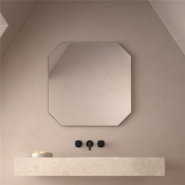Miroir de salle de bain non éclairé SUKUR, différentes tailles, forme polygonale
