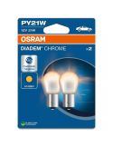 Bomba Âmbar Halogena Diadem Cromada PY21W 12V (Próxima Geração) 2 Unidades 7507DC Osram