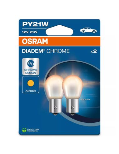 Bomba Âmbar Halogena Diadem Cromada PY21W 12V (Próxima Geração) 2 Unidades 7507DC Osram