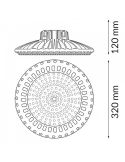 Medidas Campana UFO LED Sky 200W regulable 0-10V – Potencia seleccionable 100W/150W/200W IP65
