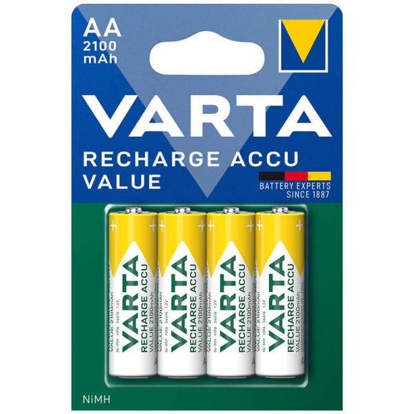 Batería AA Recargable 2100mAh Rechargue Accu Value LR06 4 Unidades