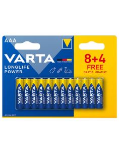 Pack Pilas Alcalinas 8+4 AAA LongLife Power de Varta 12 Unidades Varta