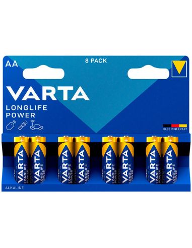 Piles alcalines VARTA Longlife Power AA LR06, paquet de 8 unités