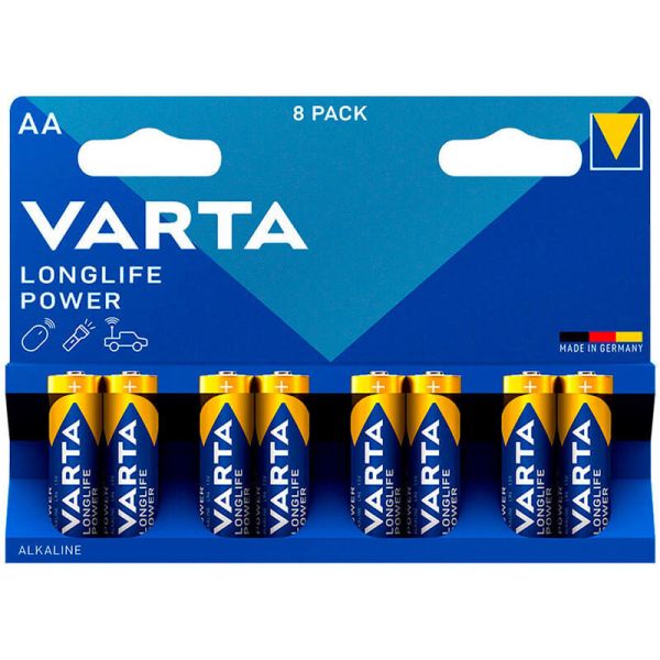 Pilas Alcalinas VARTA Longlife Power AA LR06 Pack 8 uds