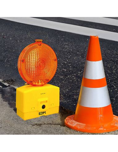 Ambiente Baliza de Señalización LED para Obras con Sensor Crepuscular y 3 Modos de Fijación