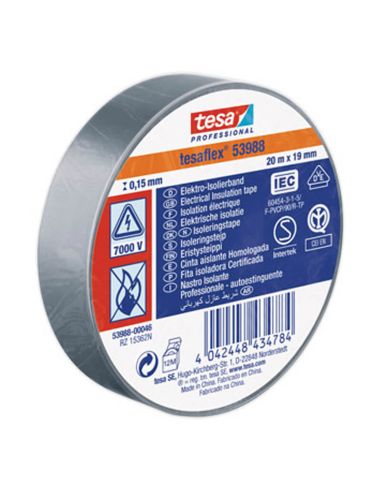 Cinta Aislante Homologada Gris 19mm x 20m Tesa Professional 53988 | Profesional y Segura