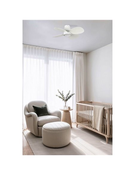 Ventilador de techo LED KLOVER S control inteligente TUYA, 18W blanco Ø800mm con luz CCT