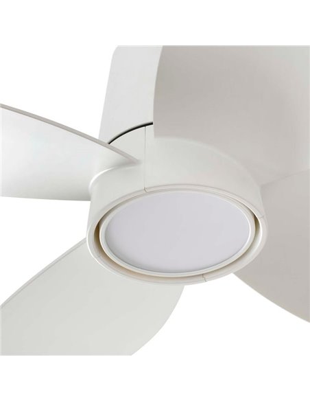 Ventilador LED de techo LED KLOVER S blanco 18W, Ø800mm con mando y luz CCT regulable, 4 palas