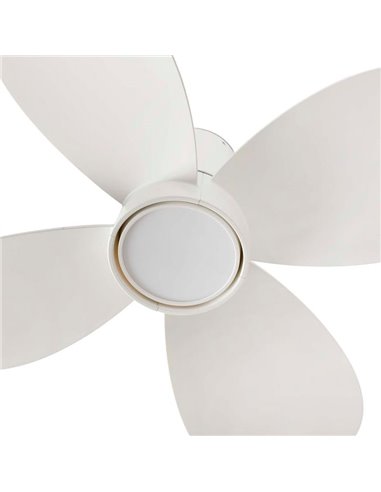 Ventilador LED de techo LED KLOVER S blanco 18W, Ø800mm con mando y luz CCT regulable, 4 palas