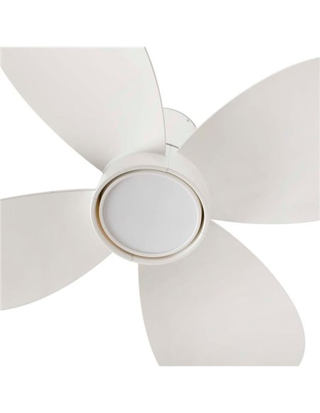 Ventilador LED de techo LED KLOVER S blanco 18W, Ø800mm con mando y luz CCT regulable, 4 palas