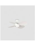 Ventilador LED de techo LED KLOVER S blanco 18W, Ø800mm con mando y luz CCT regulable, 4 palas