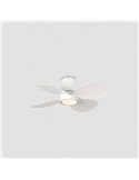 Ventilador LED de techo LED KLOVER S blanco 18W, Ø800mm con mando y luz CCT regulable, 4 palas