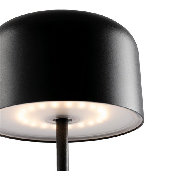 Lámpara LED portátil exterior MAVIS negra, 2W 2700K, 20cm alto