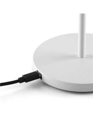 Lámpara LED minimalista portátil blanca MAVIS, 20cm alto, exterior 2W 2700K