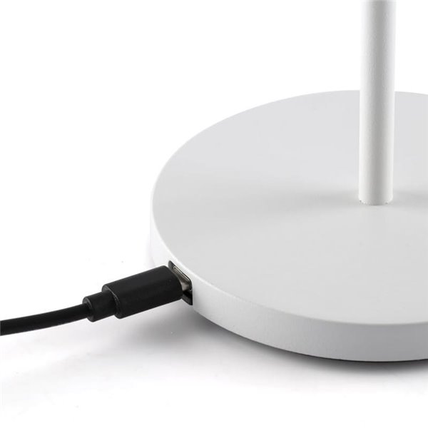 Lámpara LED minimalista portátil blanca MAVIS, 20cm alto, exterior 2W 2700K