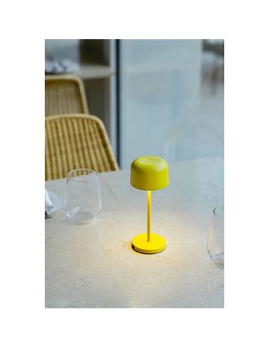 Lámpara minimalista LED exterior amarilla MAVIS, 20cm alto, portátil 2W 2700K