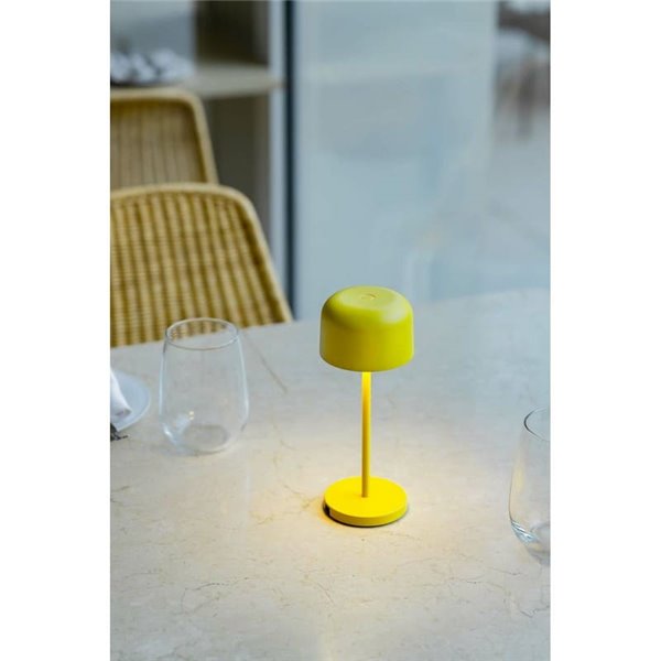 Lámpara minimalista LED exterior amarilla MAVIS, 20cm alto, portátil 2W 2700K