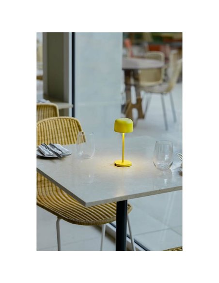 Lámpara minimalista LED exterior amarilla MAVIS, 20cm alto, portátil 2W 2700K