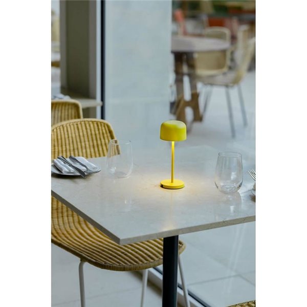 Lámpara minimalista LED exterior amarilla MAVIS, 20cm alto, portátil 2W 2700K