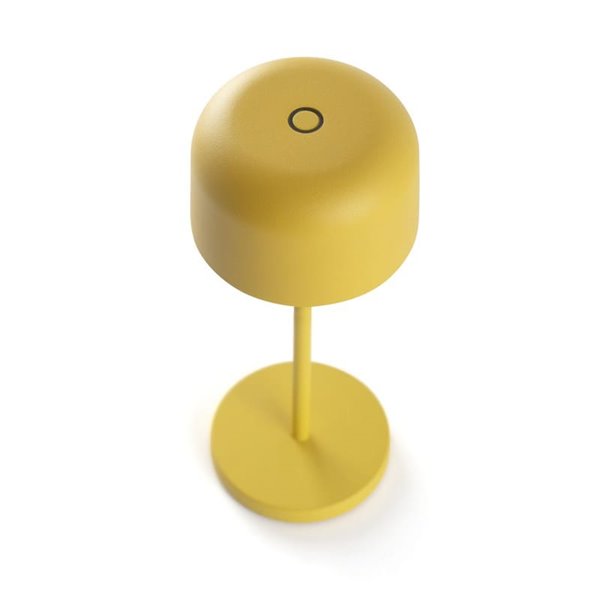 Lámpara minimalista LED exterior amarilla MAVIS, 20cm alto, portátil 2W 2700K