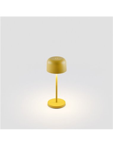 Lámpara minimalista LED exterior amarilla MAVIS, 20cm alto, portátil 2W 2700K