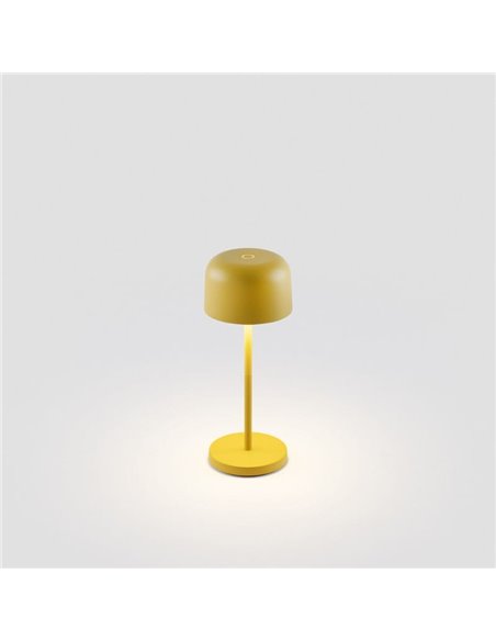 Lámpara minimalista LED exterior amarilla MAVIS, 20cm alto, portátil 2W 2700K