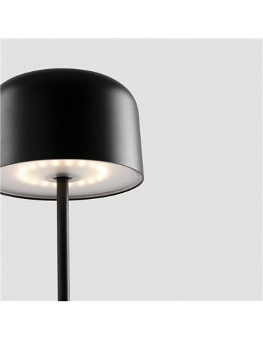 Sobremesa LED portátil negra MAVIS, 36cm alto, exterior 3W 2700K