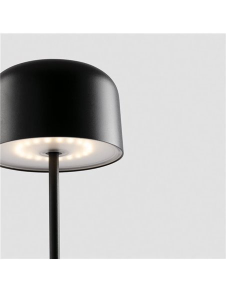 Sobremesa LED portátil negra MAVIS, 36cm alto, exterior 3W 2700K