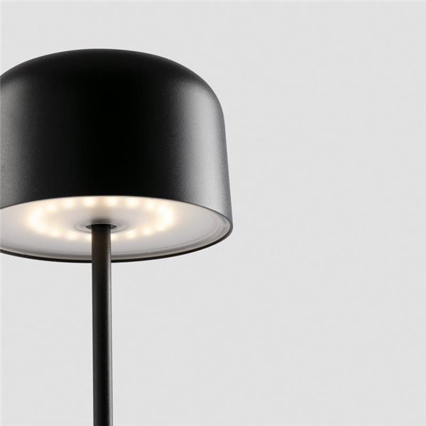 Sobremesa LED portátil negra MAVIS, 36cm alto, exterior 3W 2700K