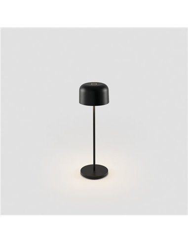 Sobremesa LED portátil negra MAVIS, 36cm alto, exterior 3W 2700K
