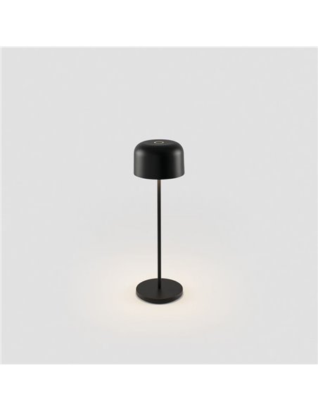 Sobremesa LED portátil negra MAVIS, 36cm alto, exterior 3W 2700K