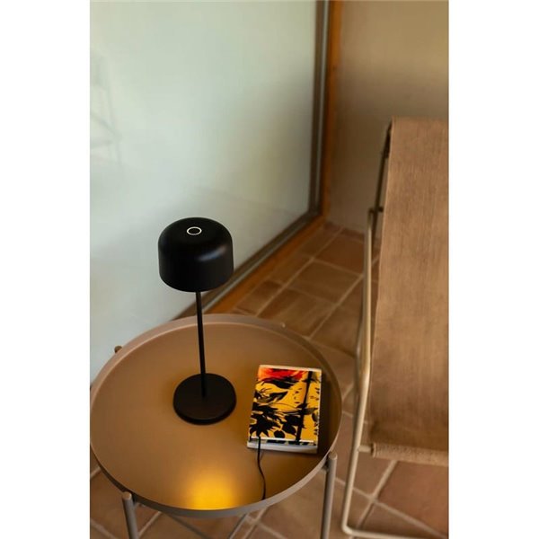 Sobremesa LED portátil negra MAVIS, 36cm alto, exterior 3W 2700K