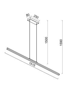 Lámpara de Techo LED Colgante extra larga, con luz arriba y abajo LINEAL, 151,5cm de largo,  54W 3000K Negro 2