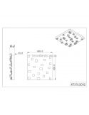 Medidas Plafón de Techo LED de diseño CIVETO 20 Luces 20 x 3W Dim To Warm 2000K-4000K Negro