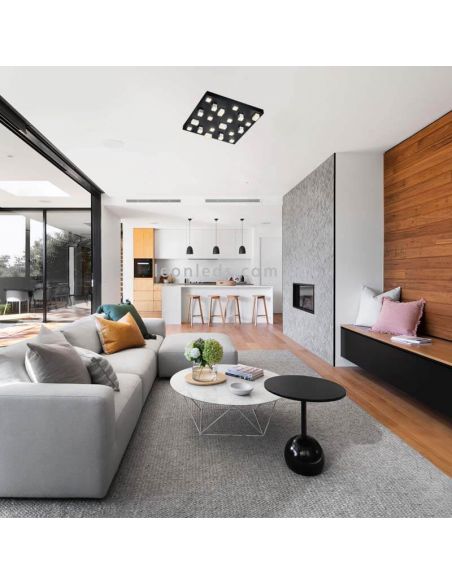 Luminária de teto LED CIVETO com 20 lâmpadas, 20 x 3 W, de intensidade luminosa a quente, 2000 K-4000 K, preta