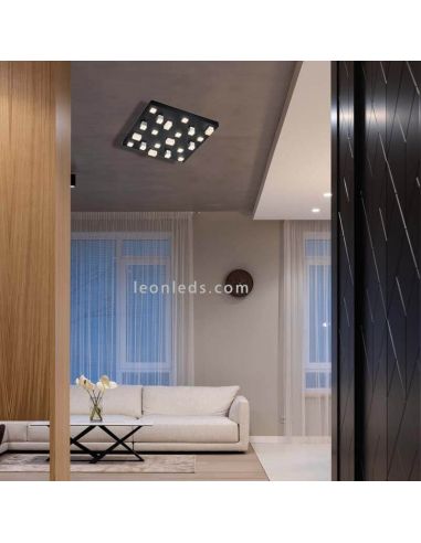 Ambiente Plafón de Techo LED de diseño CIVETO 20 Luces 20 x 3W Dim To Warm 2000K-4000K Negro