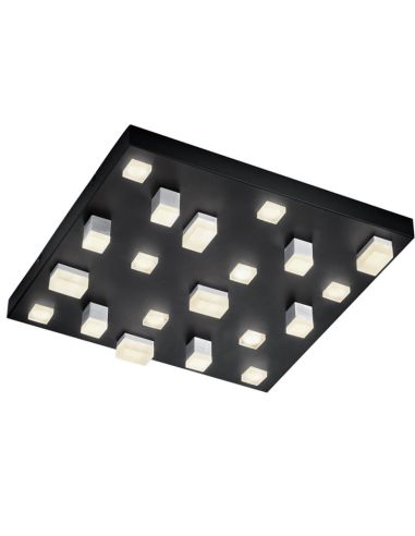 Luminária de teto LED CIVETO com 20 lâmpadas, 20 x 3 W, de intensidade luminosa a quente, 2000 K-4000 K, preta