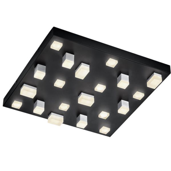 Plafonnier LED CIVETO 20 ampoules, 20 x 3 W, intensité variable, 2 000 K-4 000 K, noir