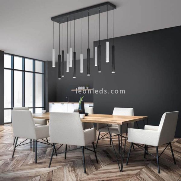 Ambiente Lámpara de Techo LED CIVETO 12 Luces 3,5W Dim To Warm Negra 110cm