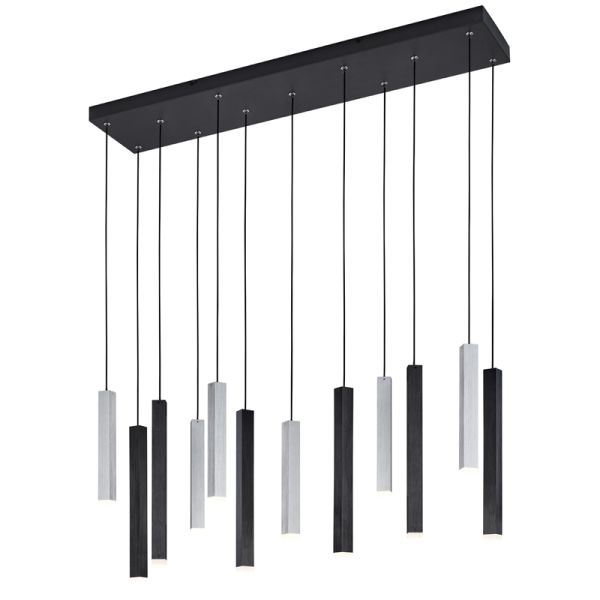 Lámpara de Techo LED CIVETO 12 Luces 3,5W Dim To Warm Negra 110cm