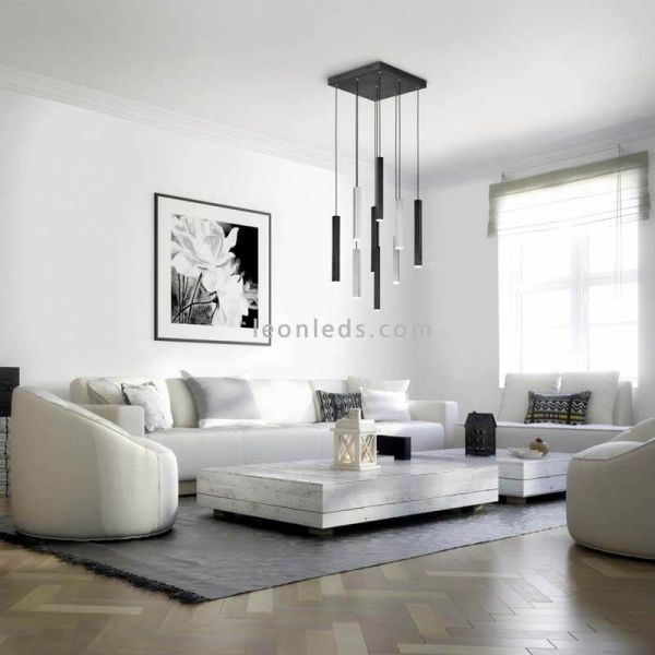 Lámpara de Techo LED Cuadrada CIVETO 9 Luces 3,5W Dim To Warm Negra 35cm