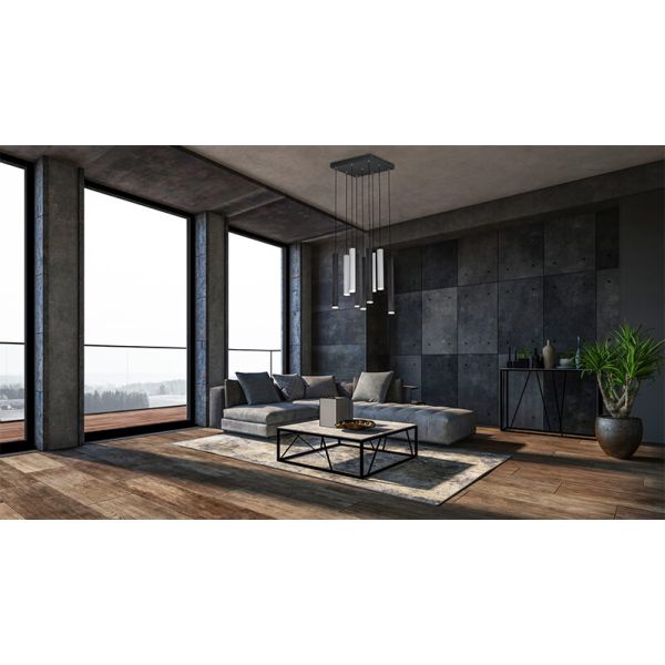 Luminária de teto LED quadrada CIVETO 9 luzes 3,5 W preto 35 cm