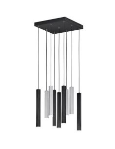 Plafonnier LED carré CIVETO 9 lumières 3,5 W Dim to Warm Noir 35 cm