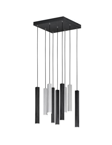 Lámpara de Techo LED Cuadrada CIVETO 9 Luces 3,5W Dim To Warm Negra 35cm