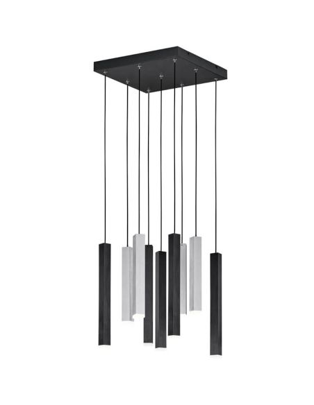 Luminária de teto LED quadrada CIVETO 9 luzes 3,5 W preto com ajuste de intensidade e aquecimento 35 cm