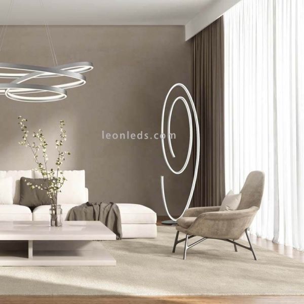 Lampadaire LED minimaliste CIOLA blanc 62 W, intensité variable et chaud, avec interrupteur à pied