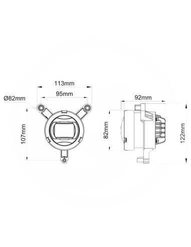 Medidas Faro LED de cruce 20W redondo para John Deere Serie 6M, 6R, 7R y 8R Homologado con conector