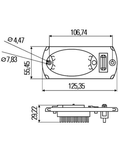 Éclairage intérieur HELLA Mini OvalLED Dimensions 2JA 343 570-051 Rouge/Blanc pour Fendt 12V