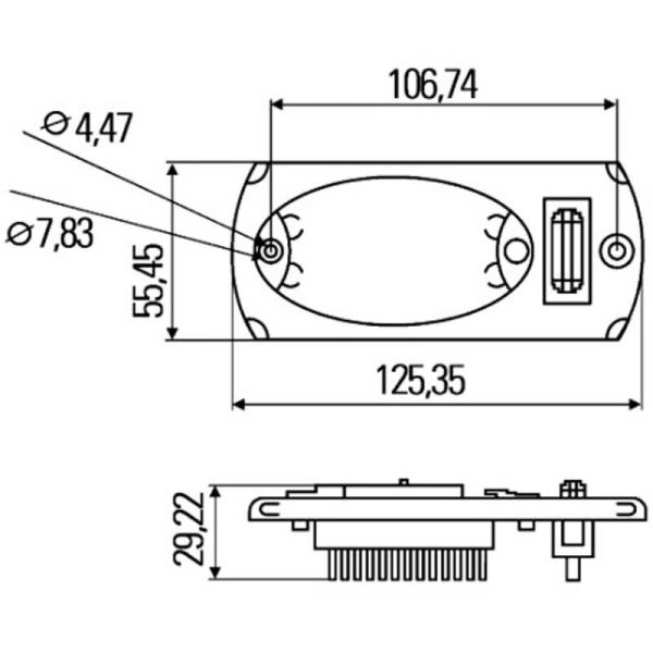 Éclairage intérieur HELLA Mini OvalLED Dimensions 2JA 343 570-051 Rouge/Blanc pour Fendt 12V