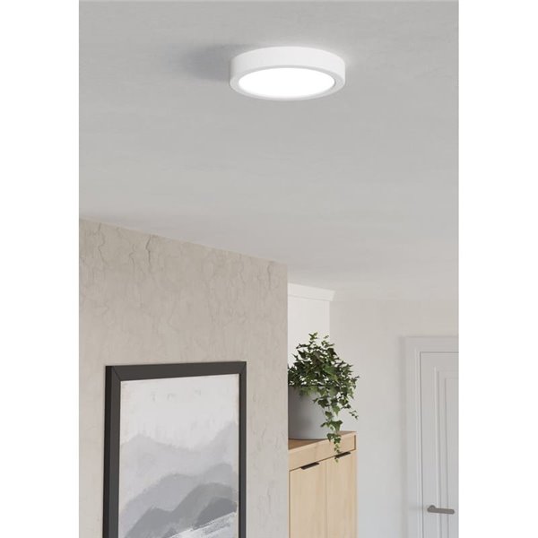 Plafonnier LED apparent Ø165mm blanc FUEVA 6, CCT (2700K-4000K-6500K), 7,5W 1000Lm, IP20